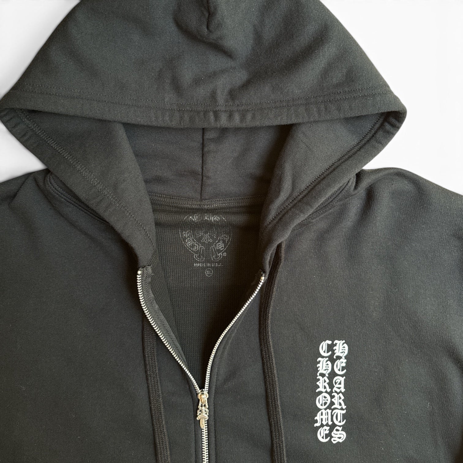 Vertical Logo Thermal Zip Up Hoodie