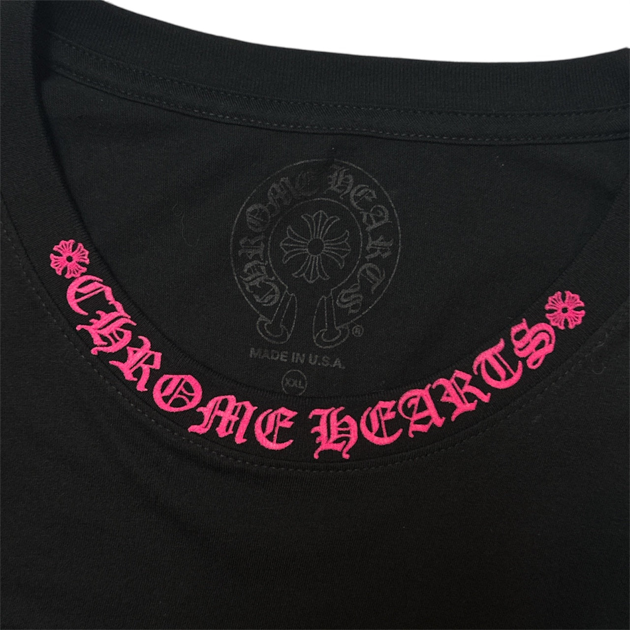 Pink Neck Logo Long Sleeve Tee