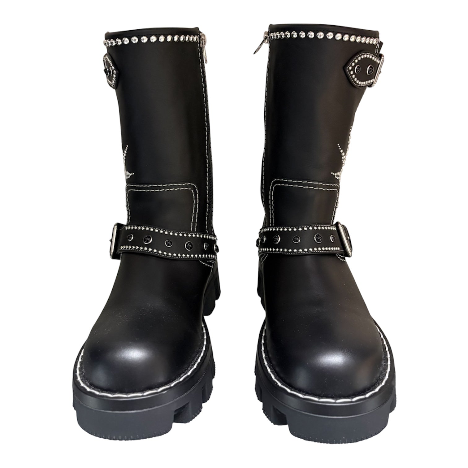 Studded Calfskin Engineer Boot