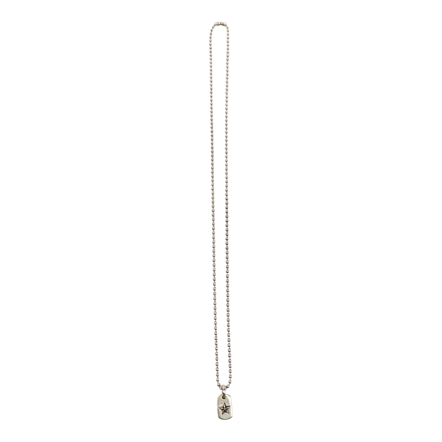 Silver Tiny Star Mini Dog Tag Pendant & Ball Chain Necklace