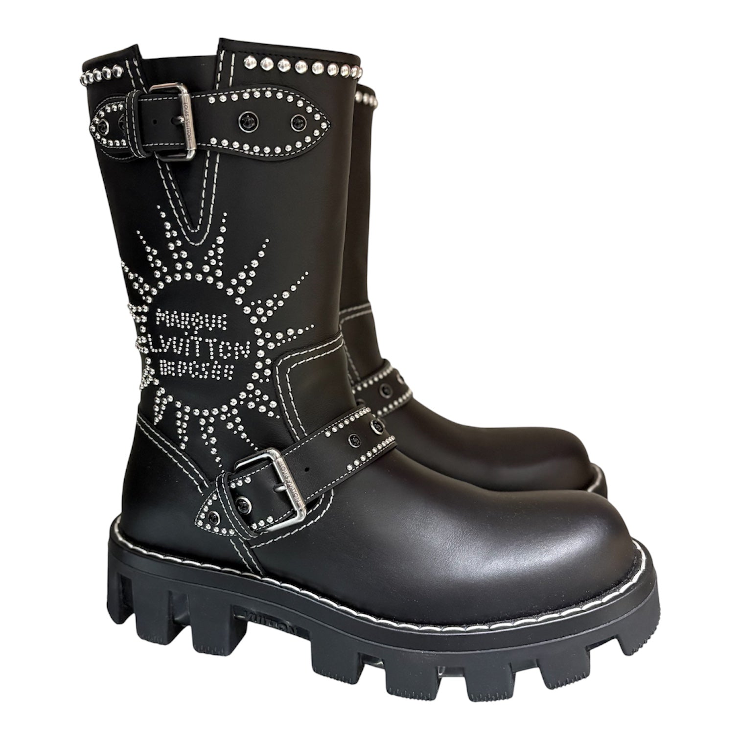 Studded Calfskin Engineer Boot