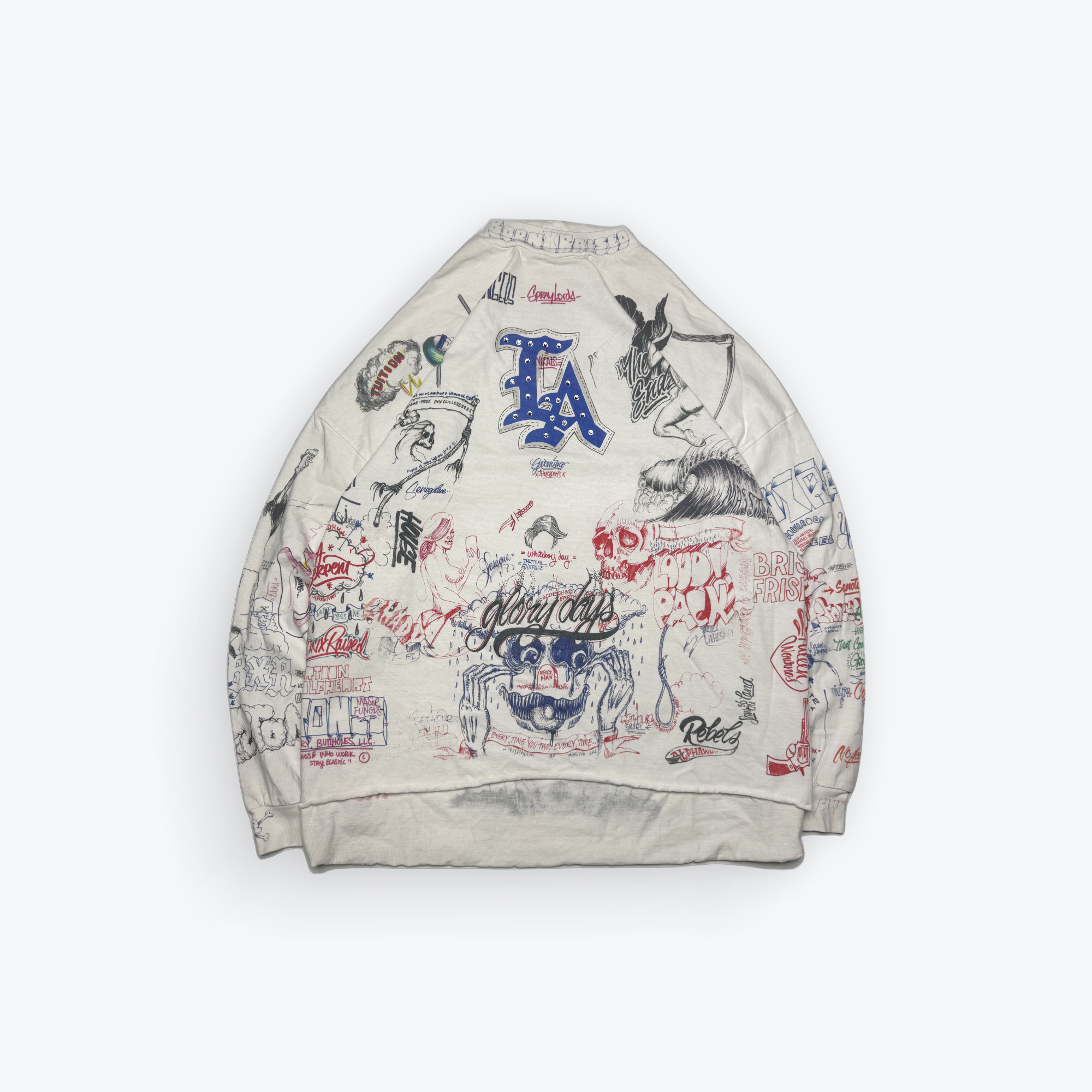 Born Raised Graffiti Long Sleeve Mock Neck T-Shirt