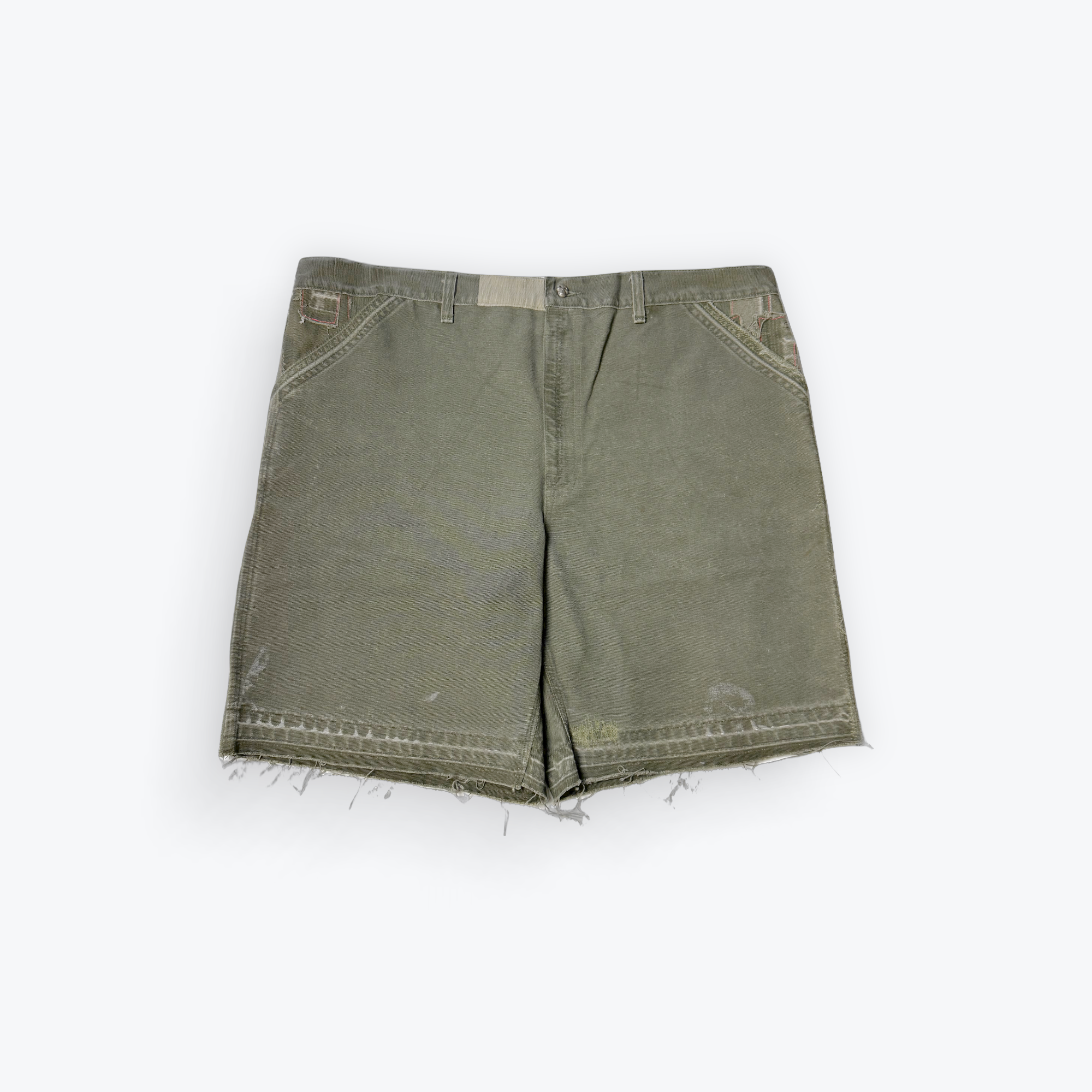 Distressed Work Shorts (Olive)