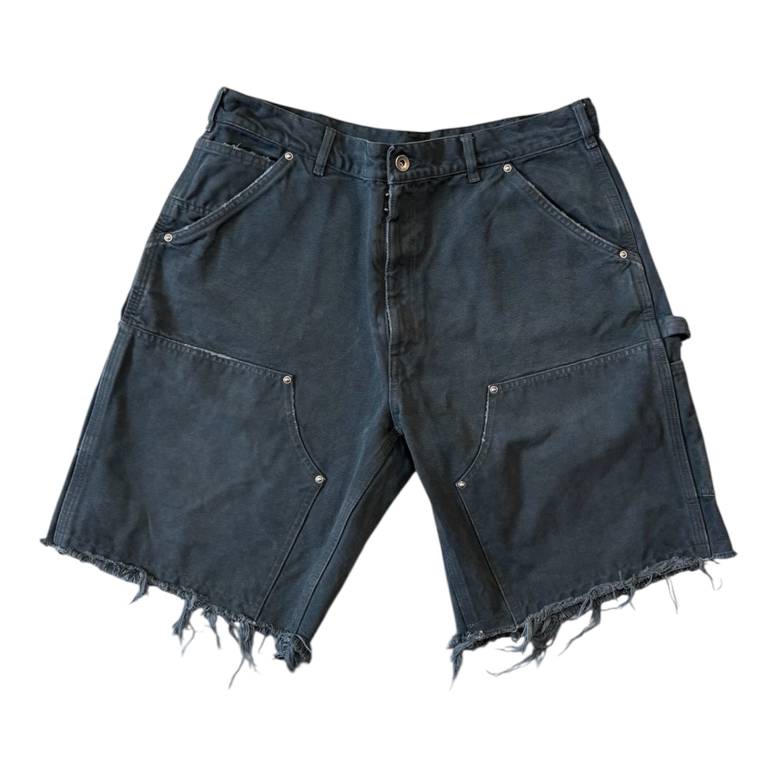 Double Knee Studded Denim Shorts