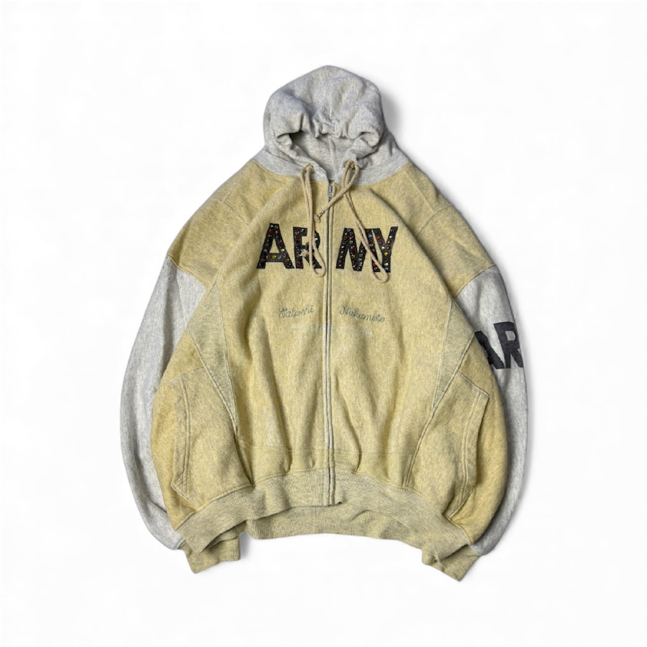 Army Rhinestone Zip-Up Hoodie