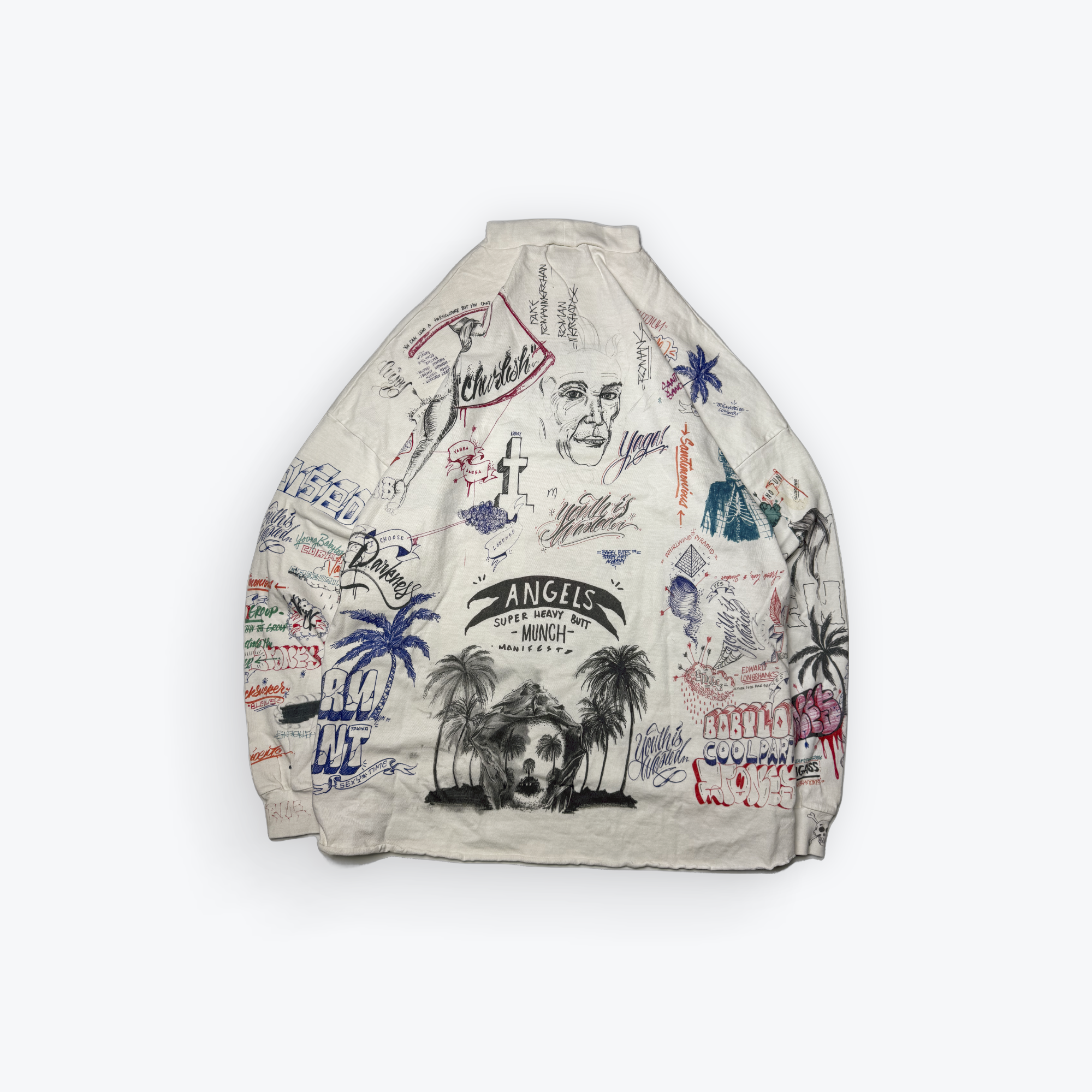 Born Raised Graffiti Long Sleeve Mock Neck T-Shirt