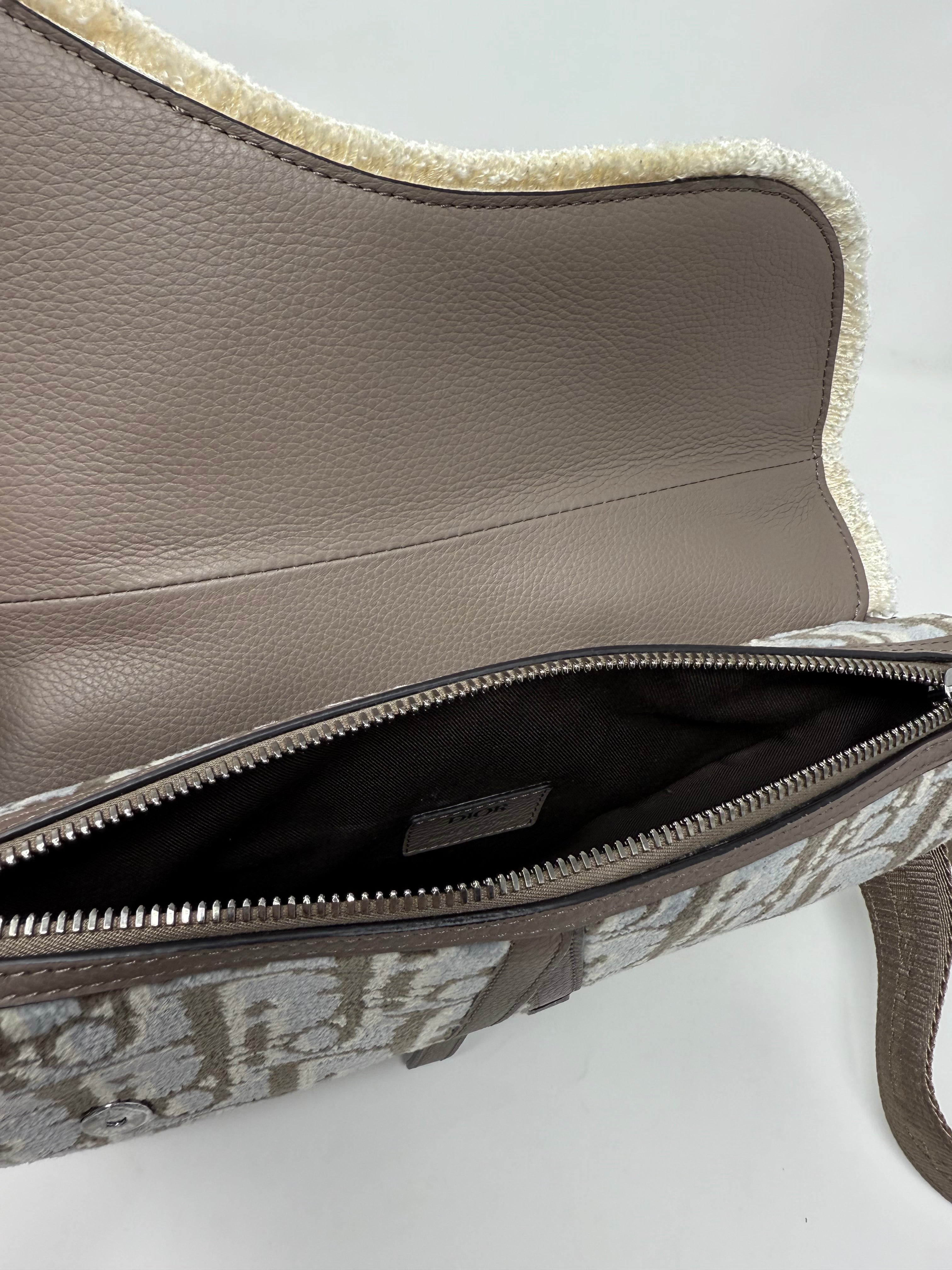Oblique Terrycloth Saddle Crossbody Bag