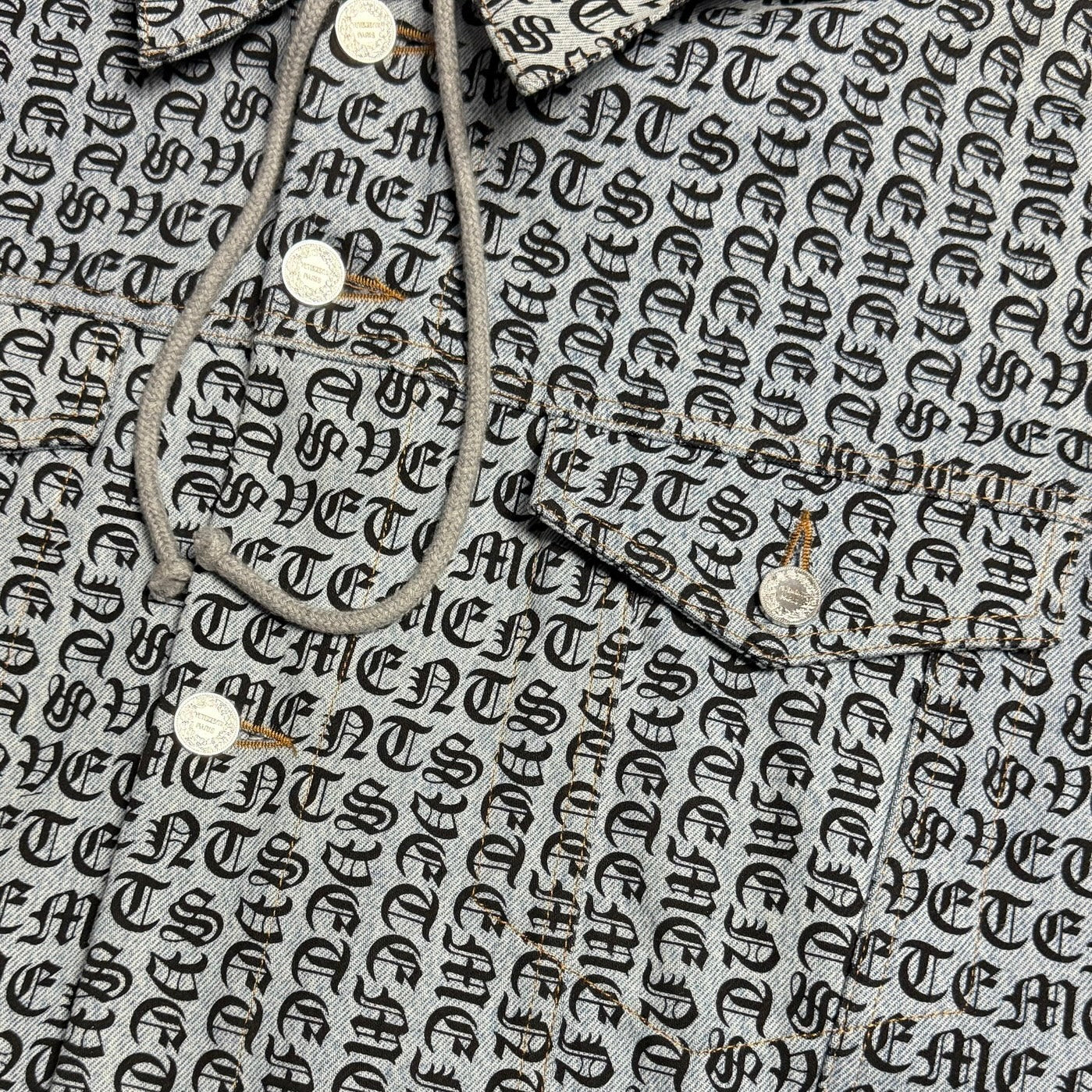 Gothic Monogram Hooded Denim Jacket
