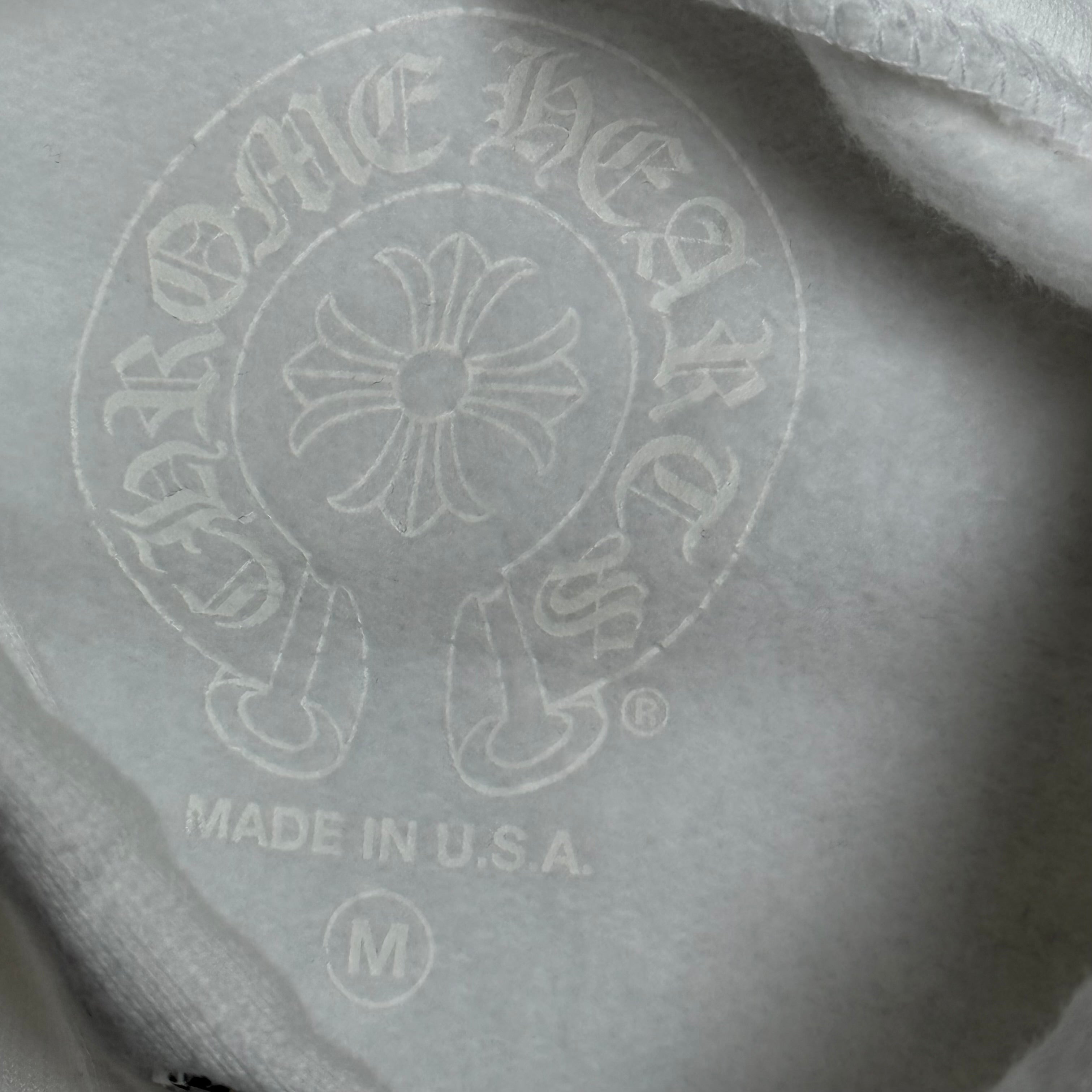 White & Metallic Vertical Logo Pullover Hoodie