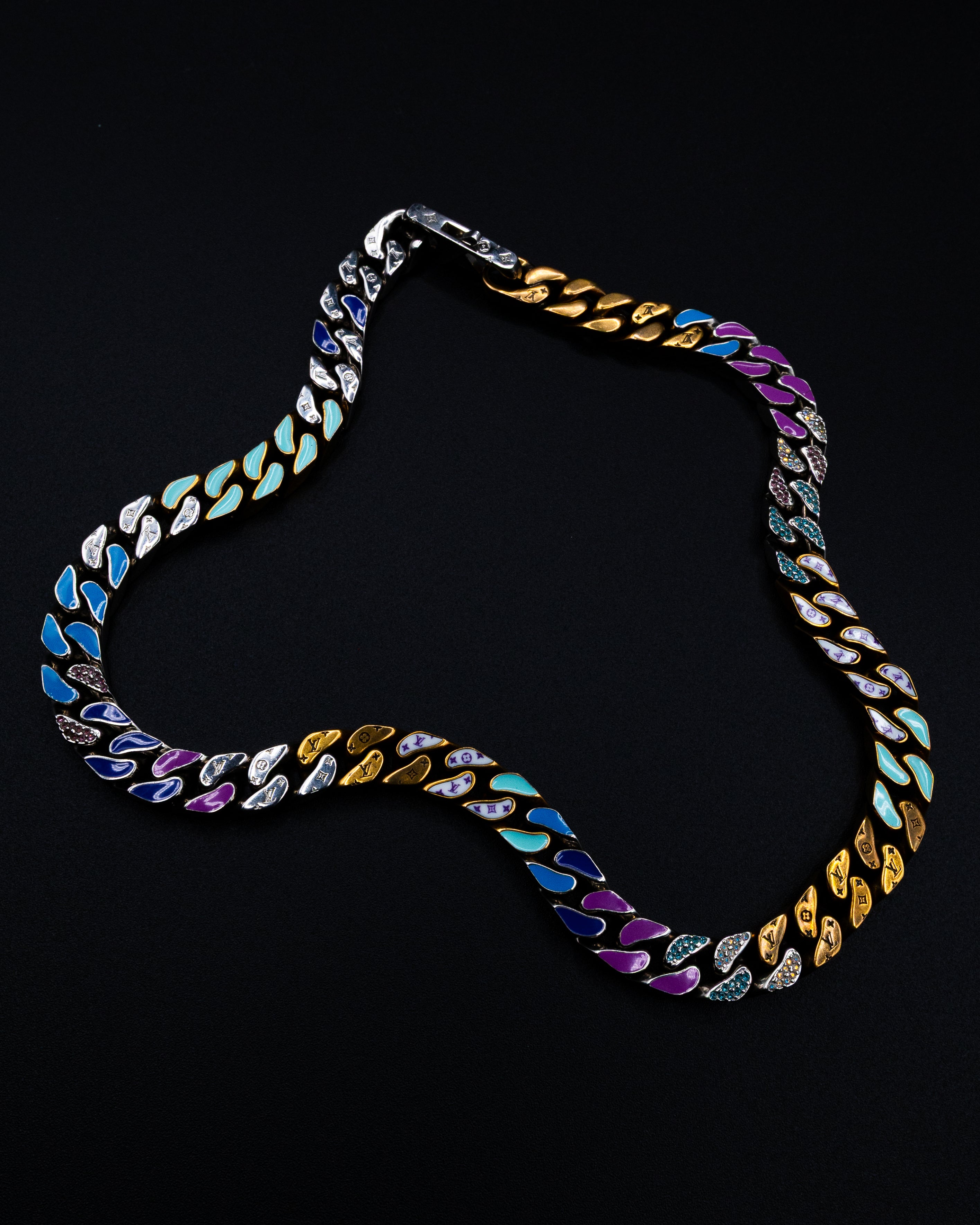 Louis Vuitton Chainlink Patches Necklace | Available now at Revival Luxury Boutique