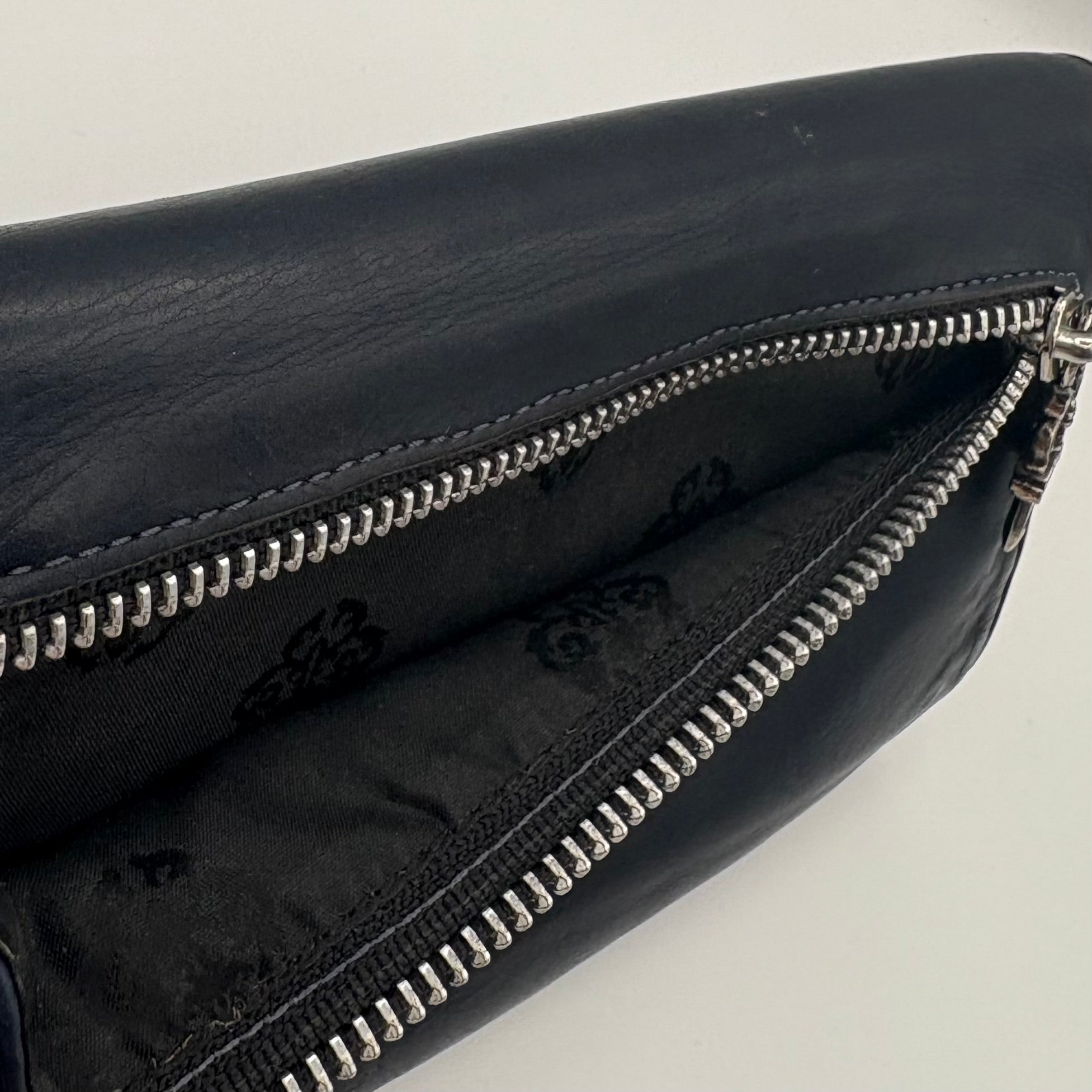 Snap Trifold Dagger Zip Long Wallet (Navy)