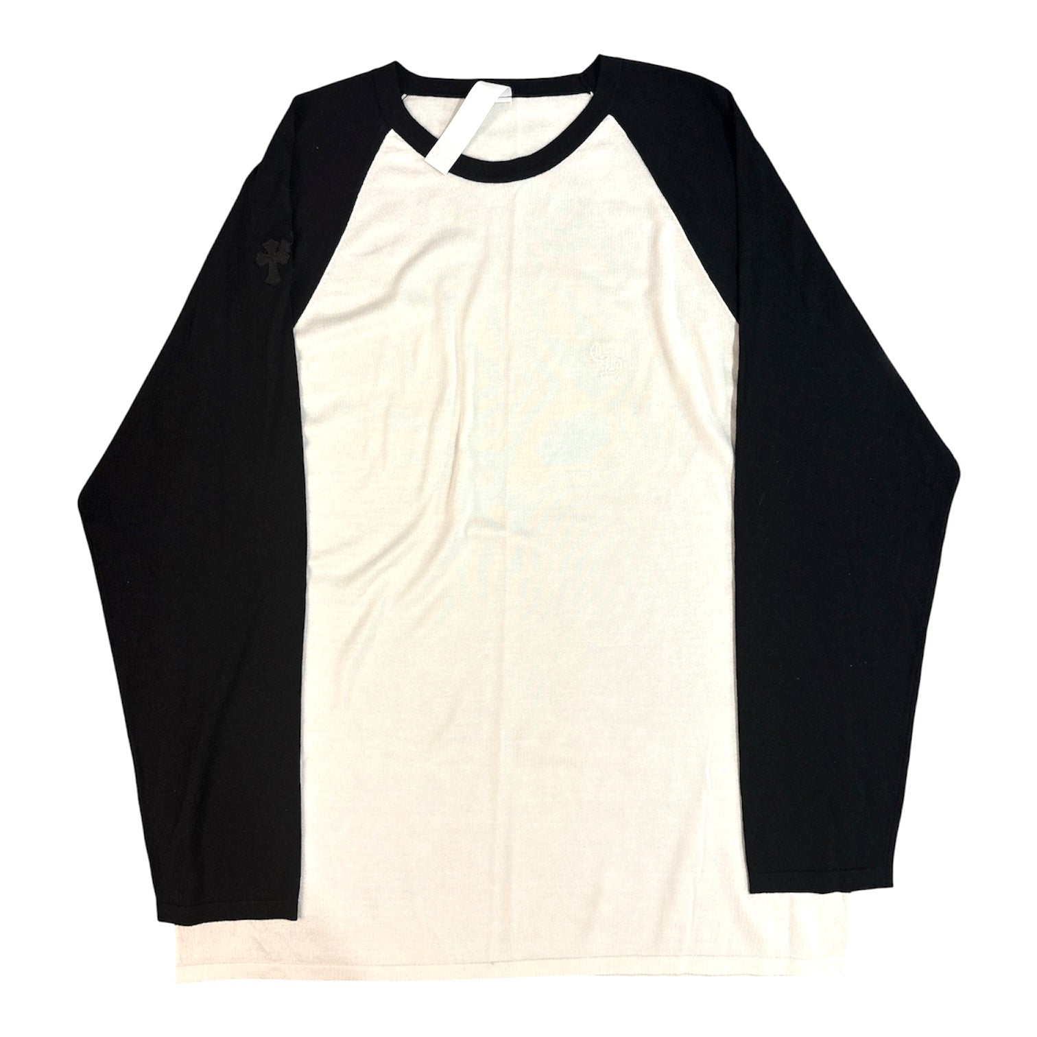 Silk Blend Cross Patch Long Sleeve Raglan T-Shirt