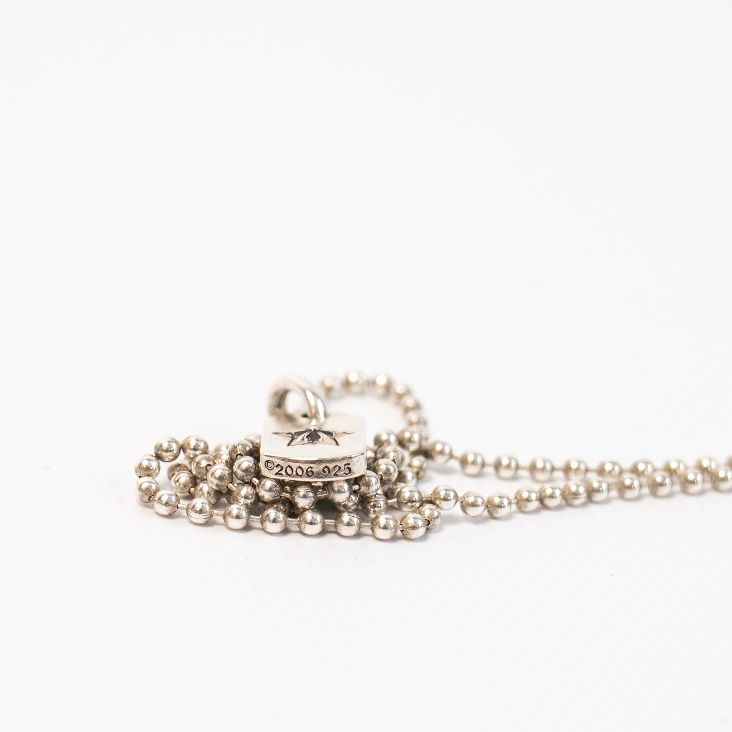 Silver Tiny Star Mini Dog Tag Pendant & Ball Chain Necklace