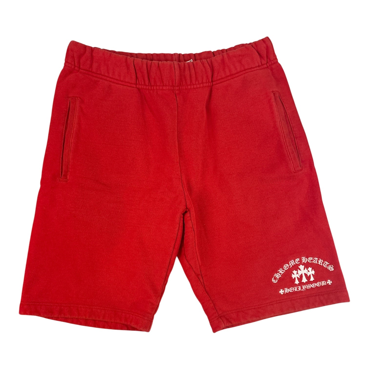 Red & White Triple Cross Embroidered Shorts