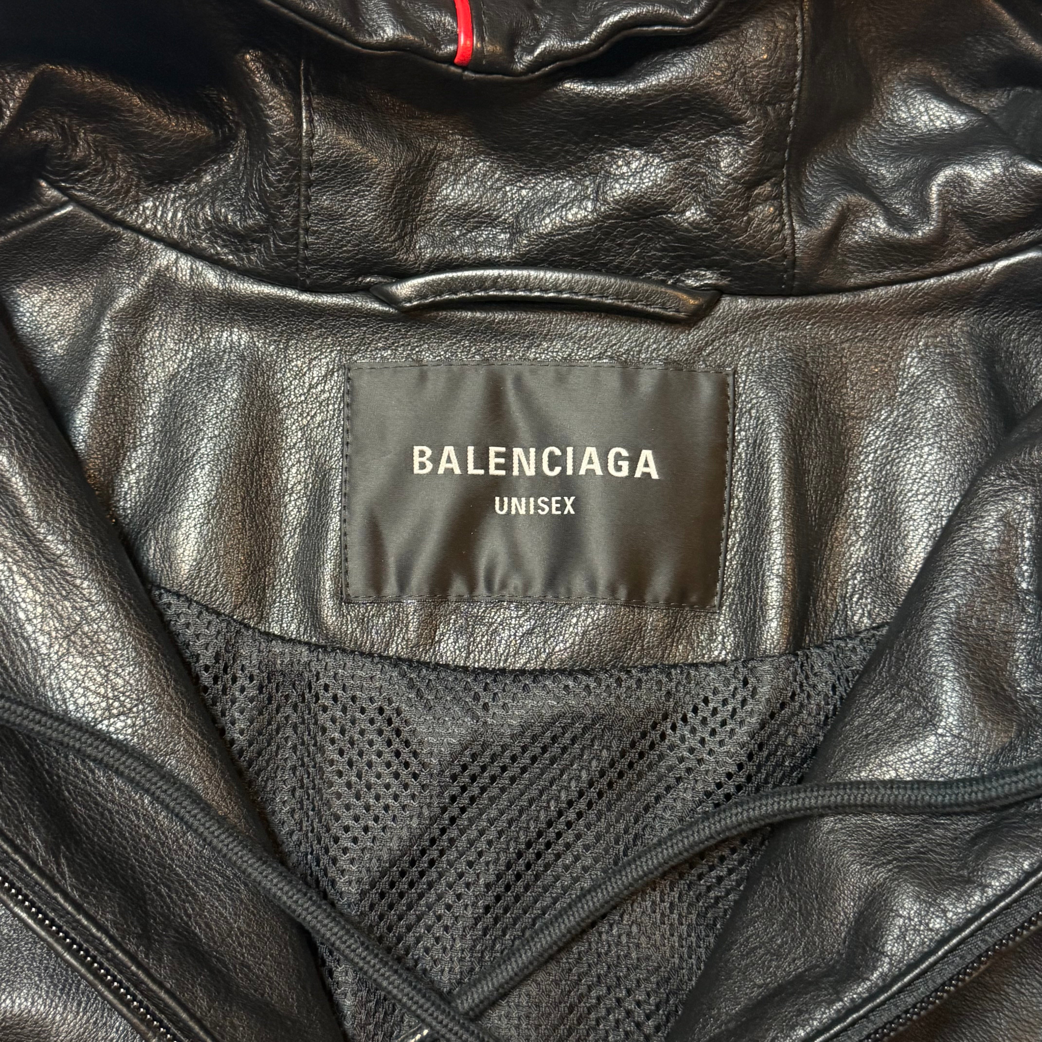 Lion Crest Hooded Leather Track Jacket