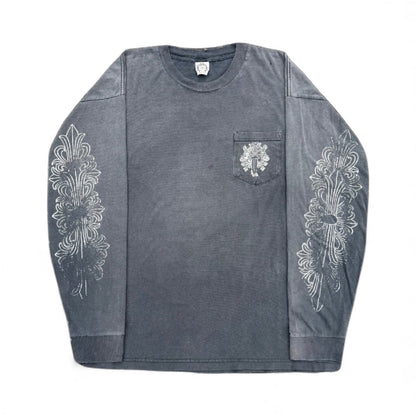 Vintage Floral Dagger Pocket Long Sleeve T-Shirt