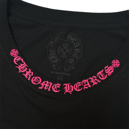 Pink Neck Logo Long Sleeve Tee