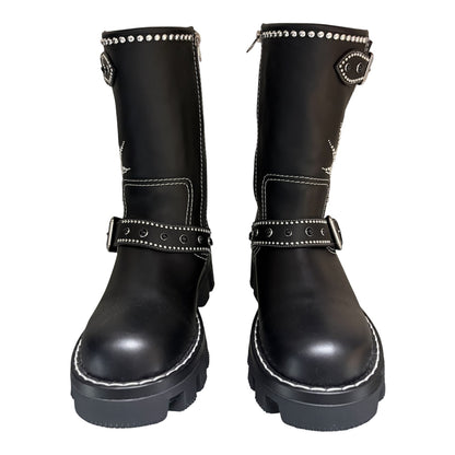 Studded Calfskin Engineer Boot