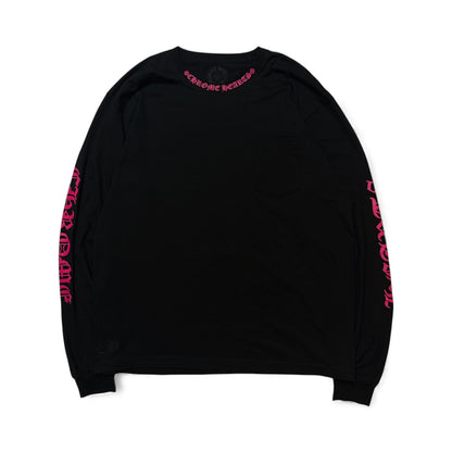 Pink Neck Logo Long Sleeve Tee