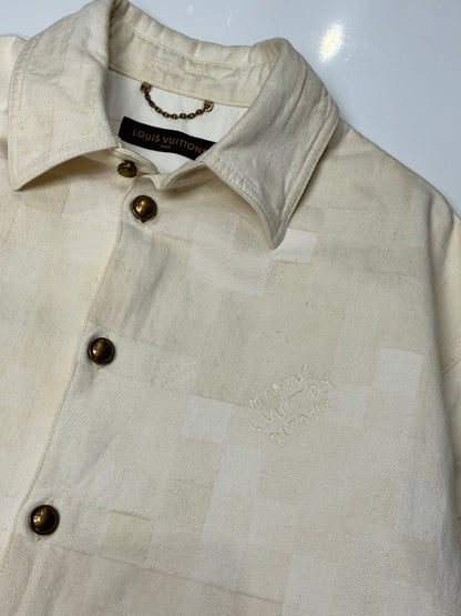 Damier Denim Short-Sleeved Button Up Shirt
