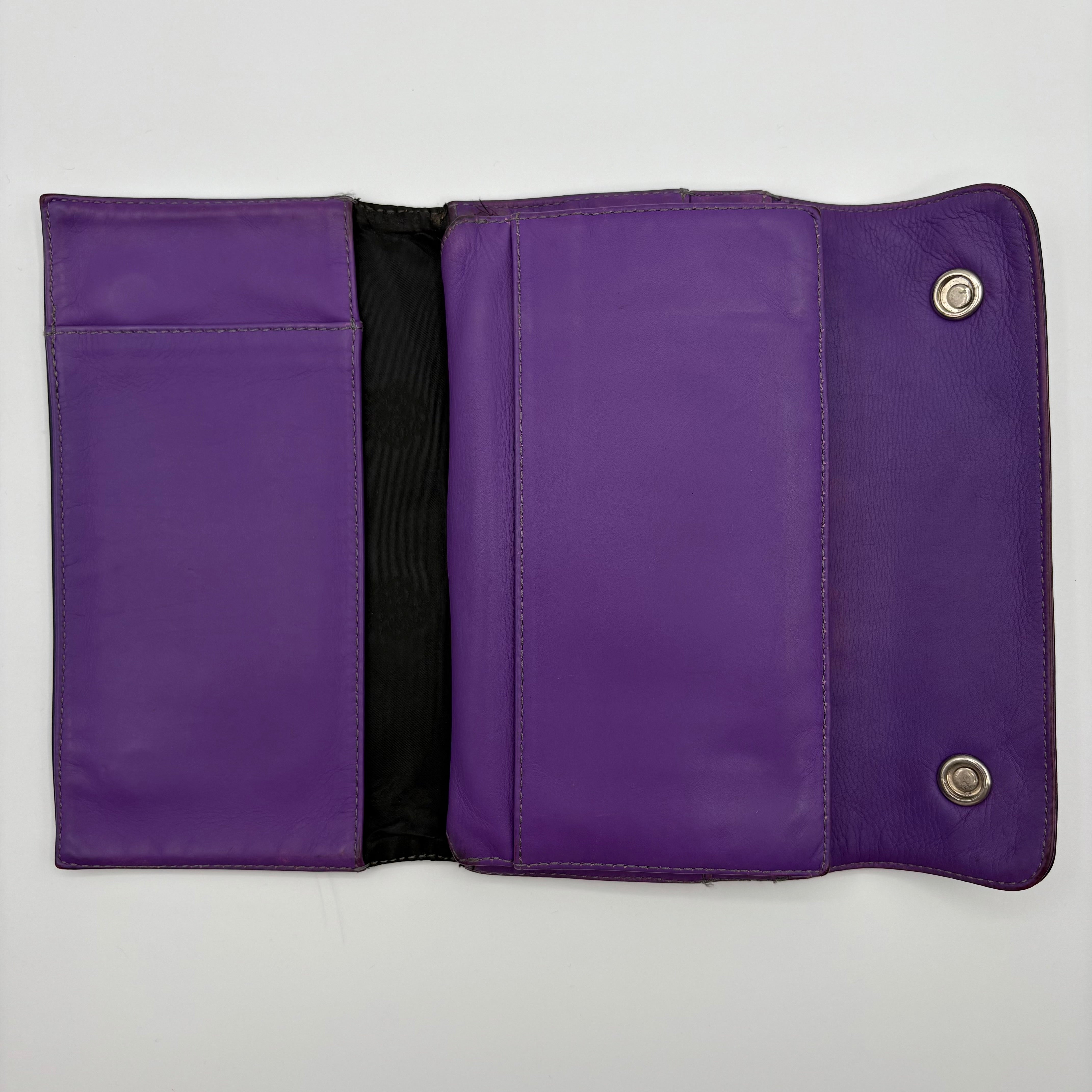 Snap Trifold Dagger Zip Long Wallet (Navy)