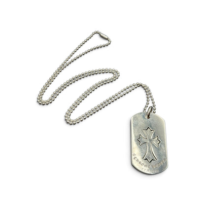 Tiny Cross Large Dog Tag Pendant + 30” Ball Chain