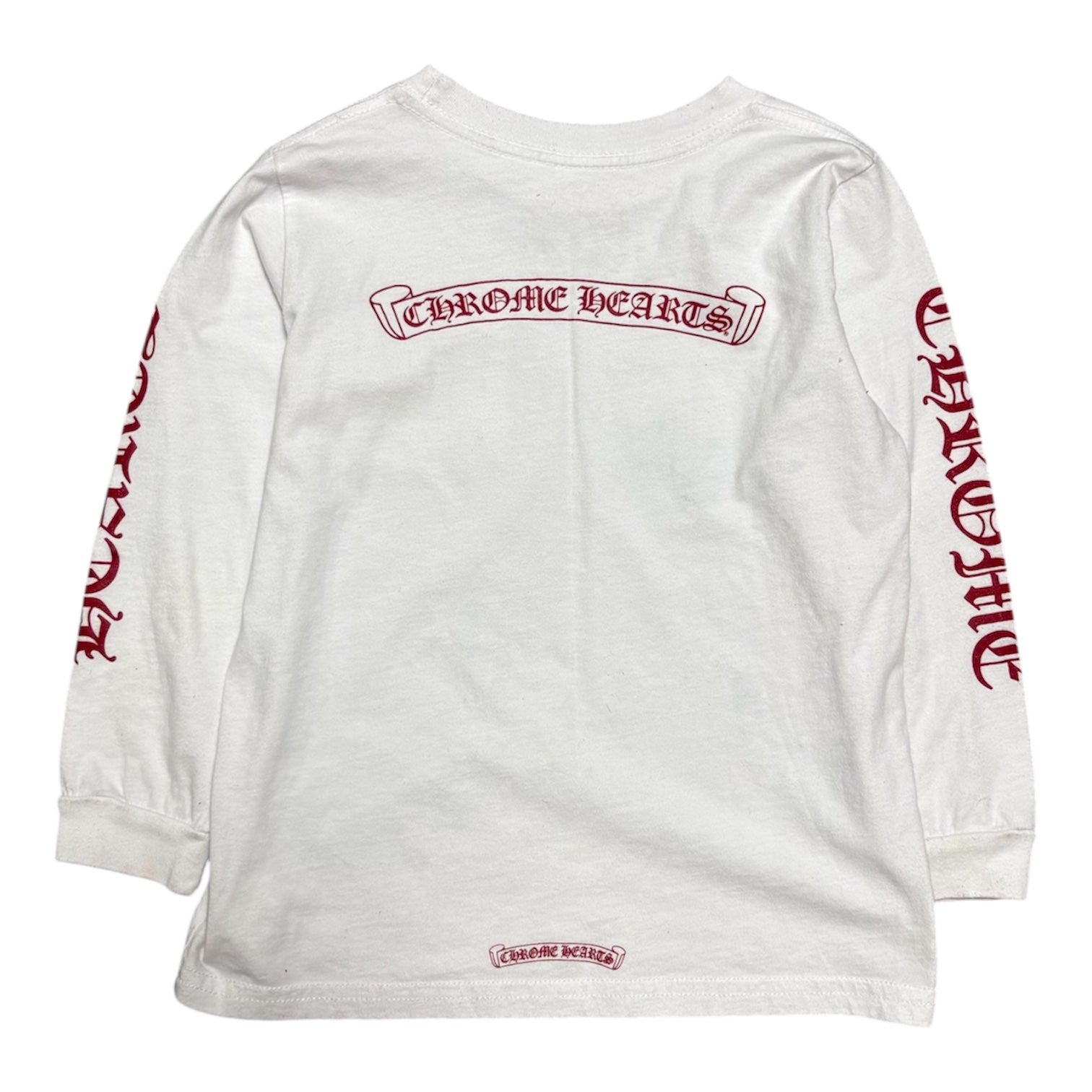 Kids Scroll Logo Pocket Long Sleeve T-Shirt (White/Red)