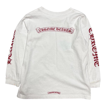 Kids Scroll Logo Pocket Long Sleeve T-Shirt (White/Red)