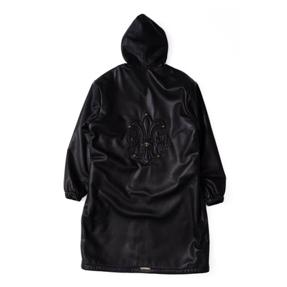 Hooded Leather Trench Coat