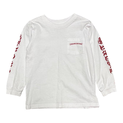 Kids Scroll Logo Pocket Long Sleeve T-Shirt (White/Red)