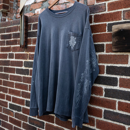 Vintage Floral Dagger Pocket Long Sleeve T-Shirt