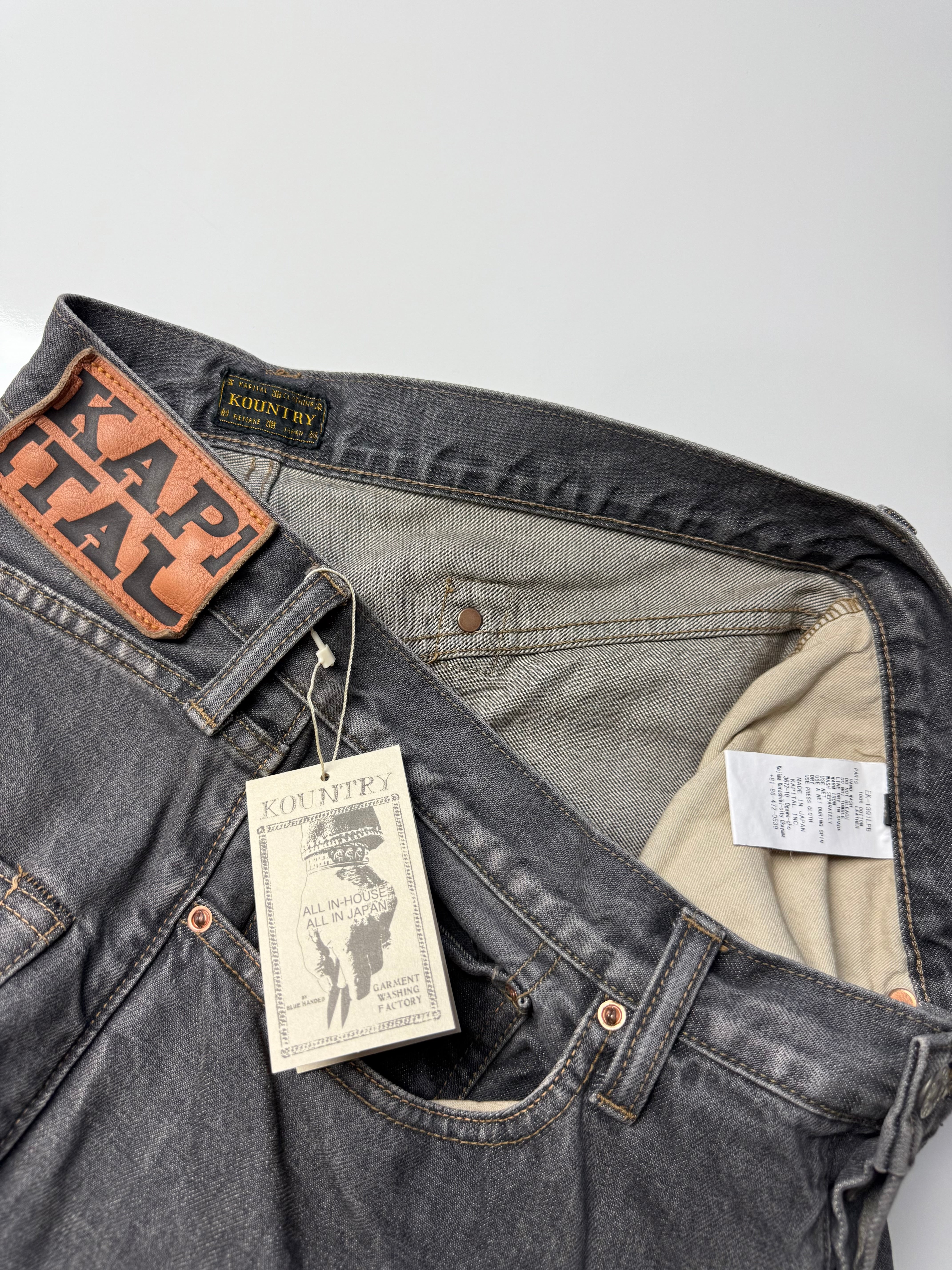 Slim Fit Bone Crochet-Trimmed Denim