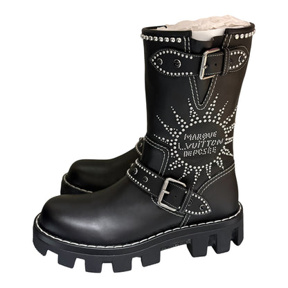Studded Calfskin Engineer Boot