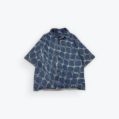 Monogram Printed Short Sleeved Denim Shirt