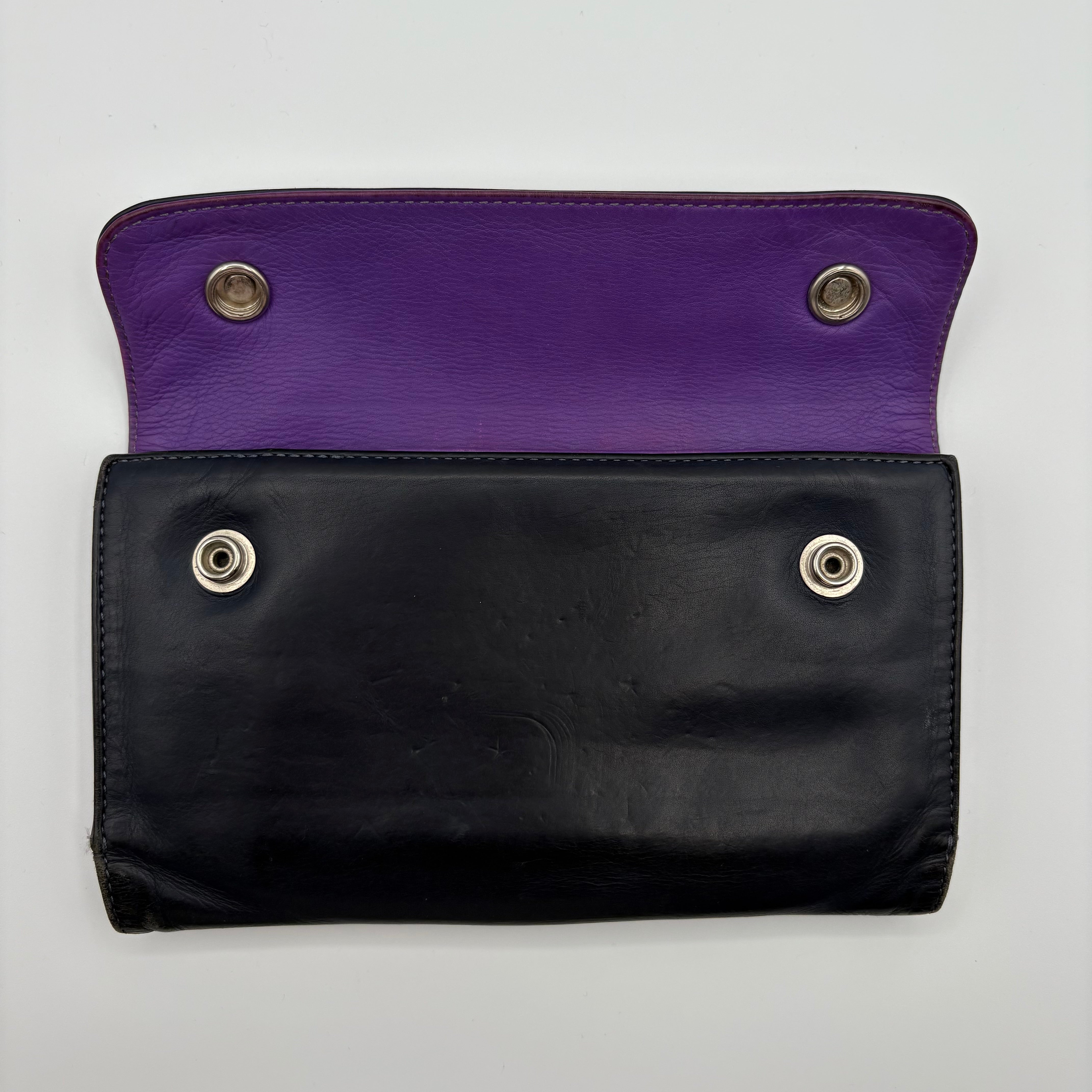 Snap Trifold Dagger Zip Long Wallet (Navy)