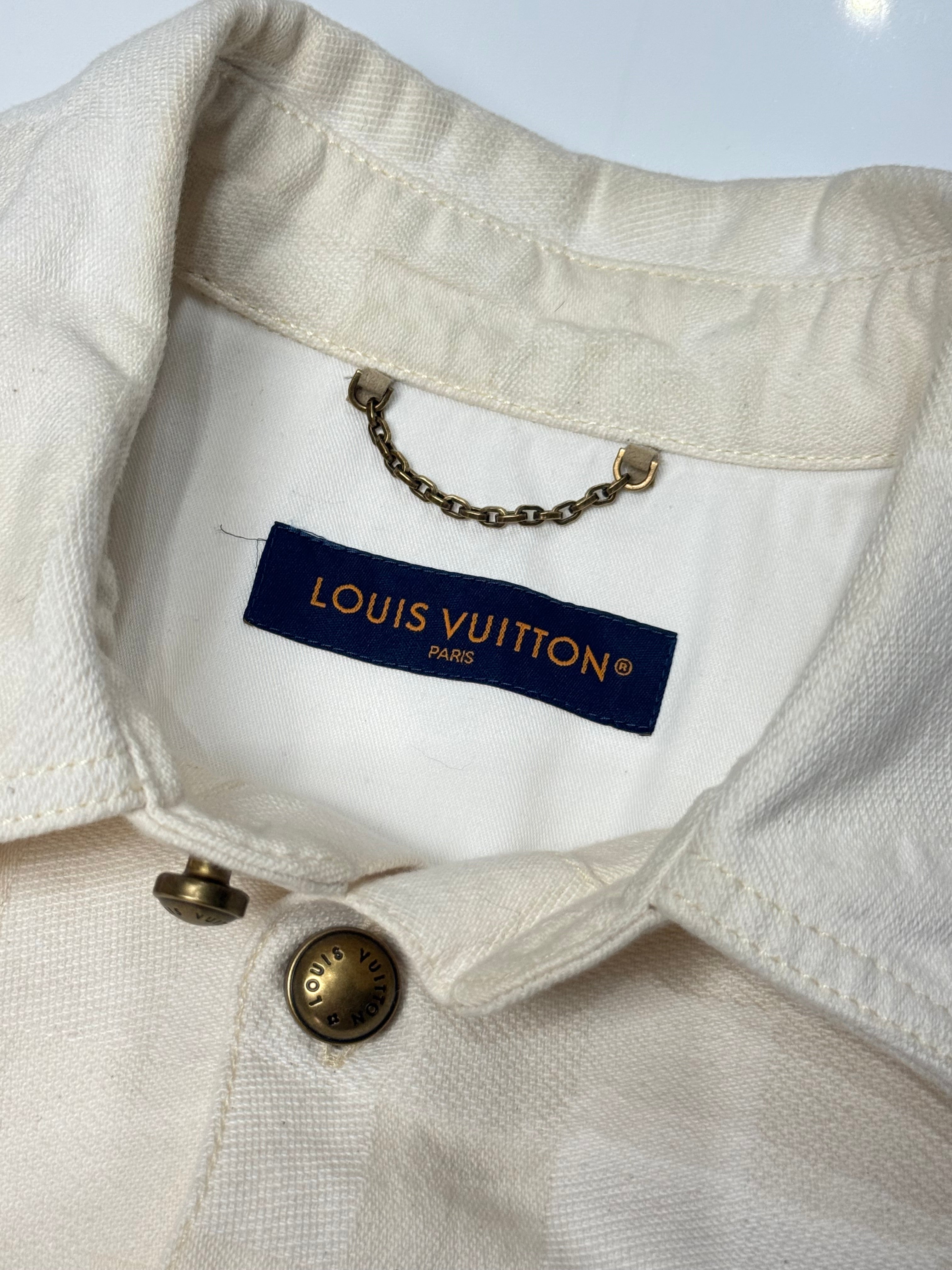 Damier Denim Short-Sleeved Button Up Shirt
