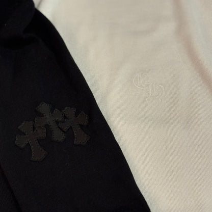 Silk Blend Cross Patch Long Sleeve Raglan T-Shirt