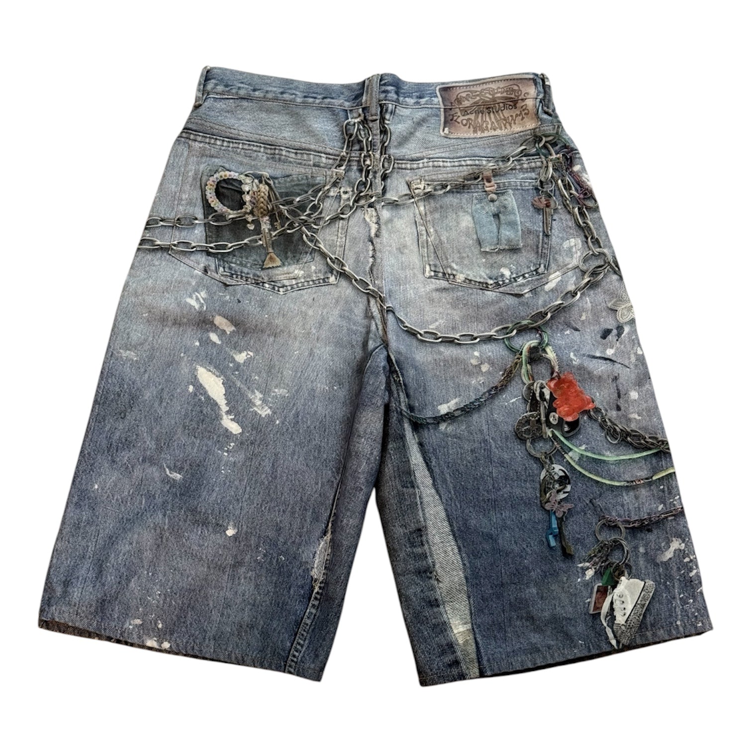 Trompe L’oeil Keychain Denim Shorts