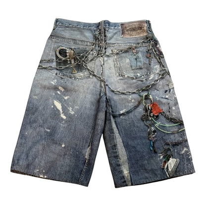 Trompe L’oeil Keychain Denim Shorts