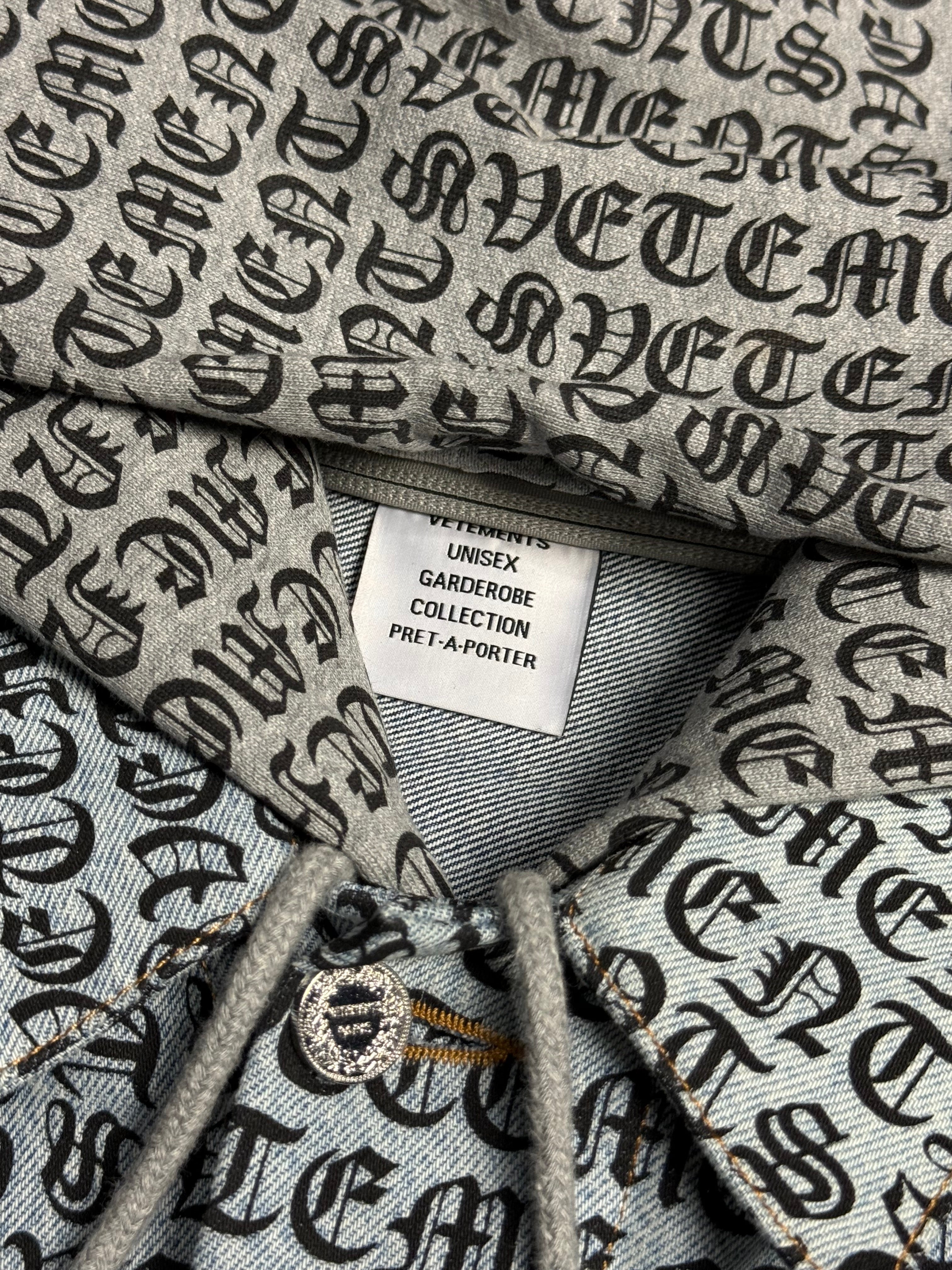 Gothic Monogram Hooded Denim Jacket