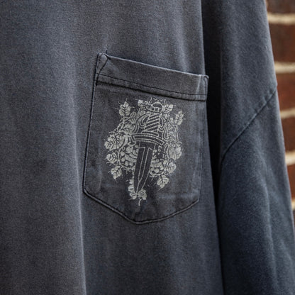Vintage Floral Dagger Pocket Long Sleeve T-Shirt