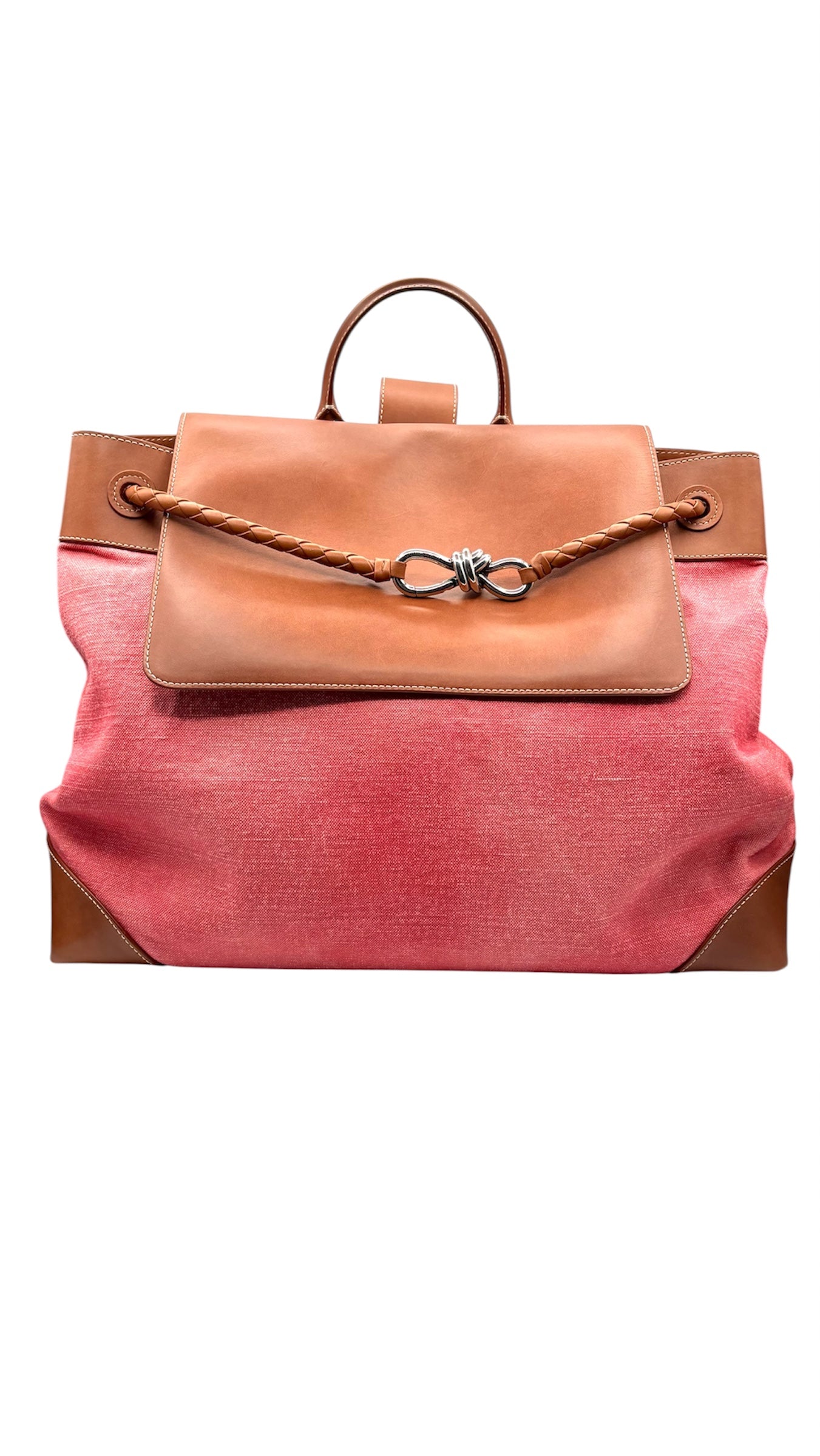 Bottega Veneta Large Andiamo Backpack 
Washed Red Denim | MSRP: $16,000 | Available now at Revival Luxury Boutique 