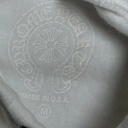 White & Metallic Vertical Logo Pullover Hoodie