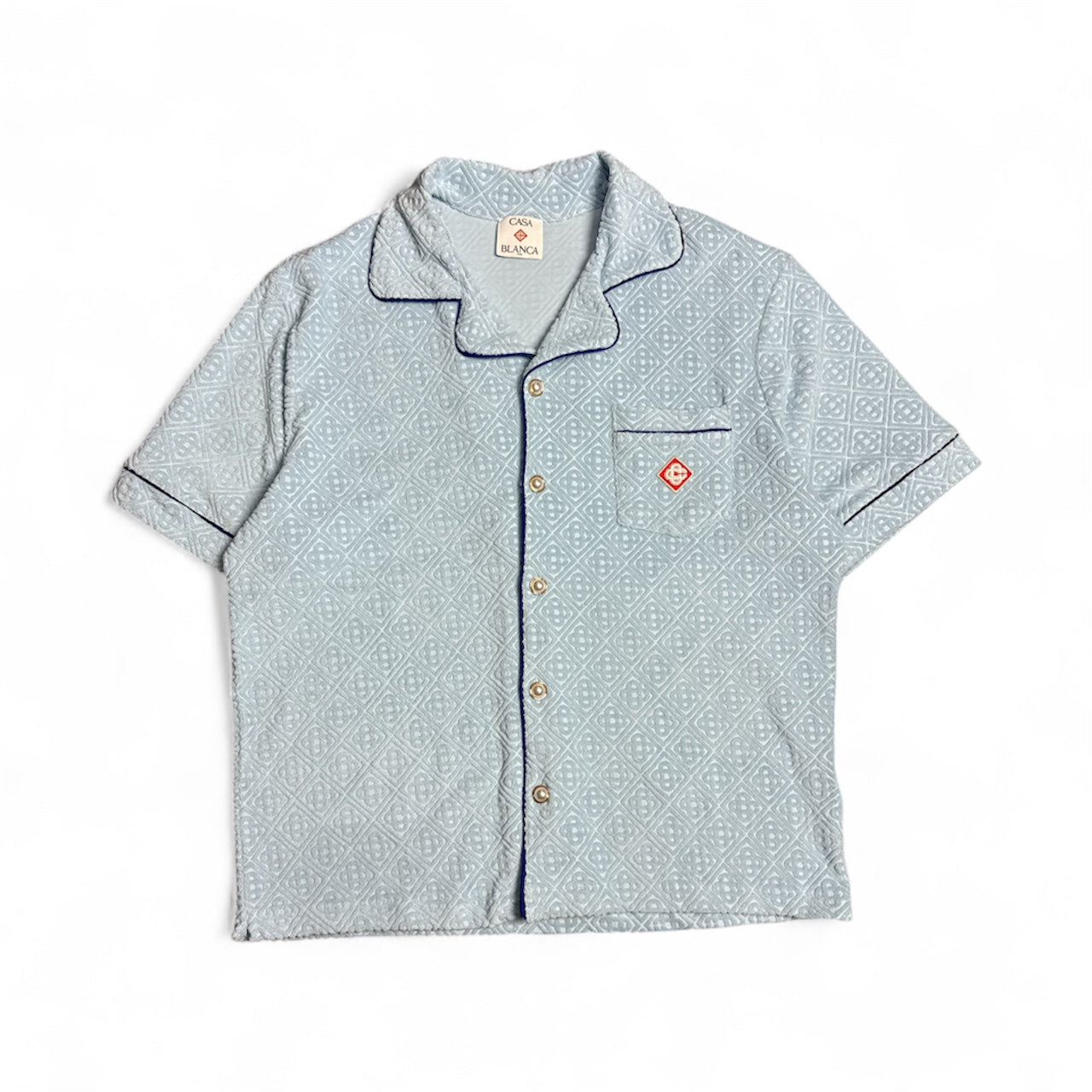 Casablanca Paris Monogram Toweling Short Sleeve Shirt | Size Large 