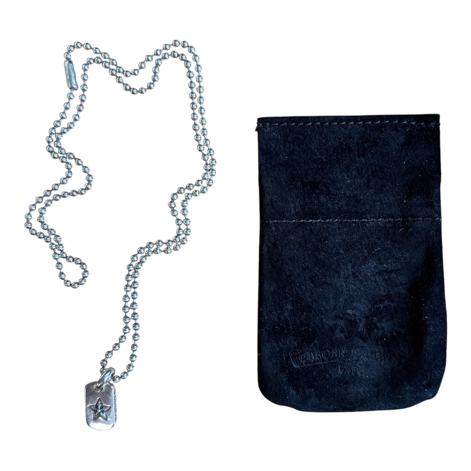 Silver Tiny Star Mini Dog Tag Pendant & Ball Chain Necklace