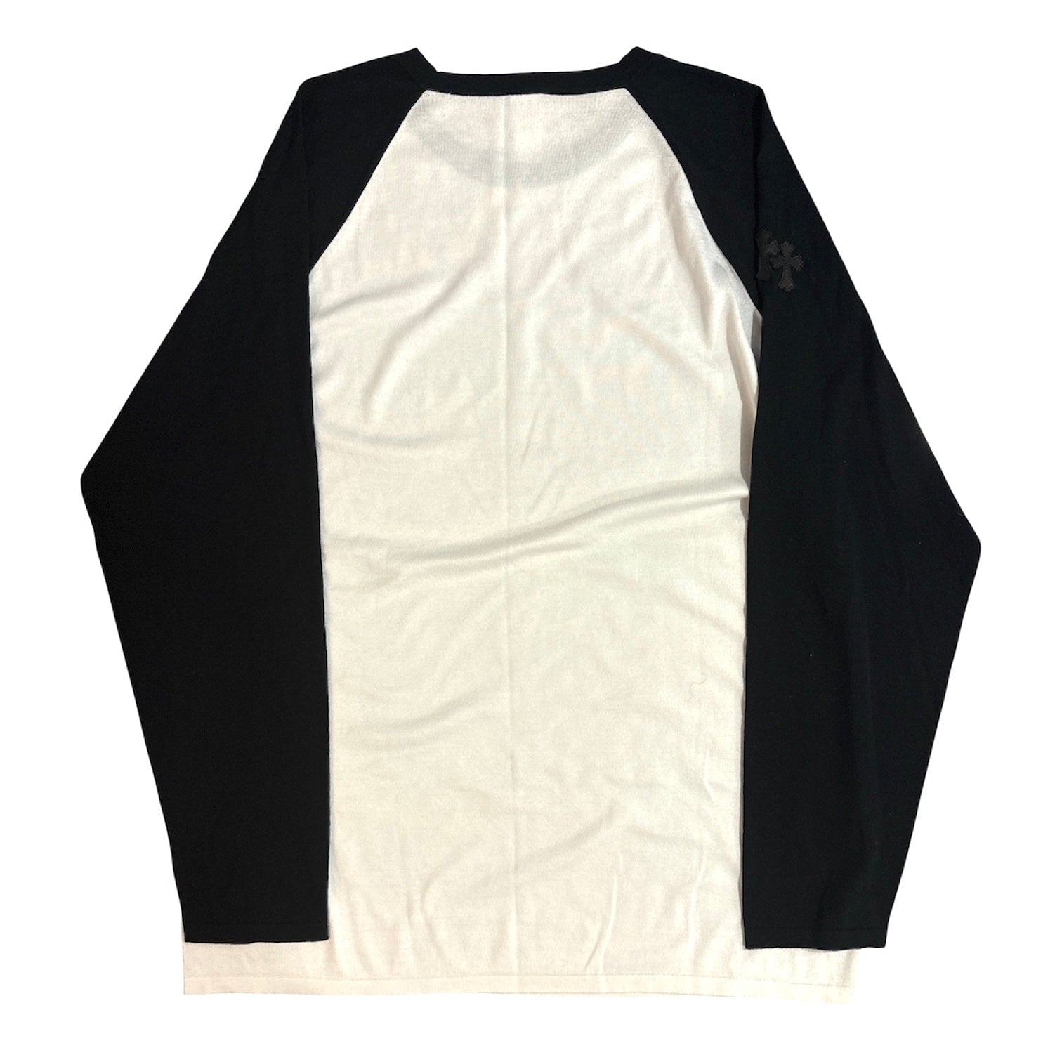 Silk Blend Cross Patch Long Sleeve Raglan T-Shirt