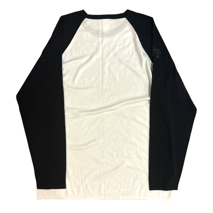 Silk Blend Cross Patch Long Sleeve Raglan T-Shirt