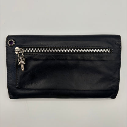 Snap Trifold Dagger Zip Long Wallet (Navy)