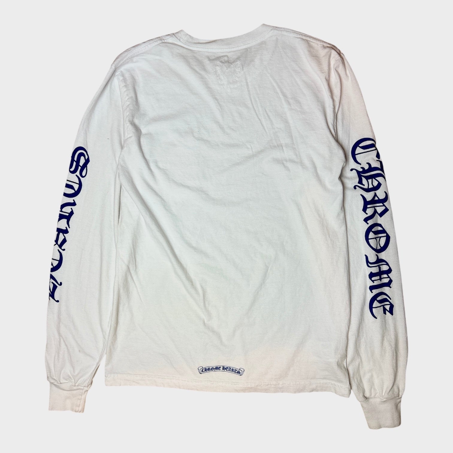 Neck Logo Long Sleeve T-Shirt (White/Blue)