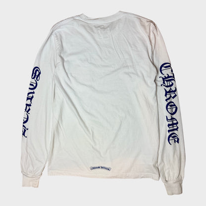 Neck Logo Long Sleeve T-Shirt (White/Blue)